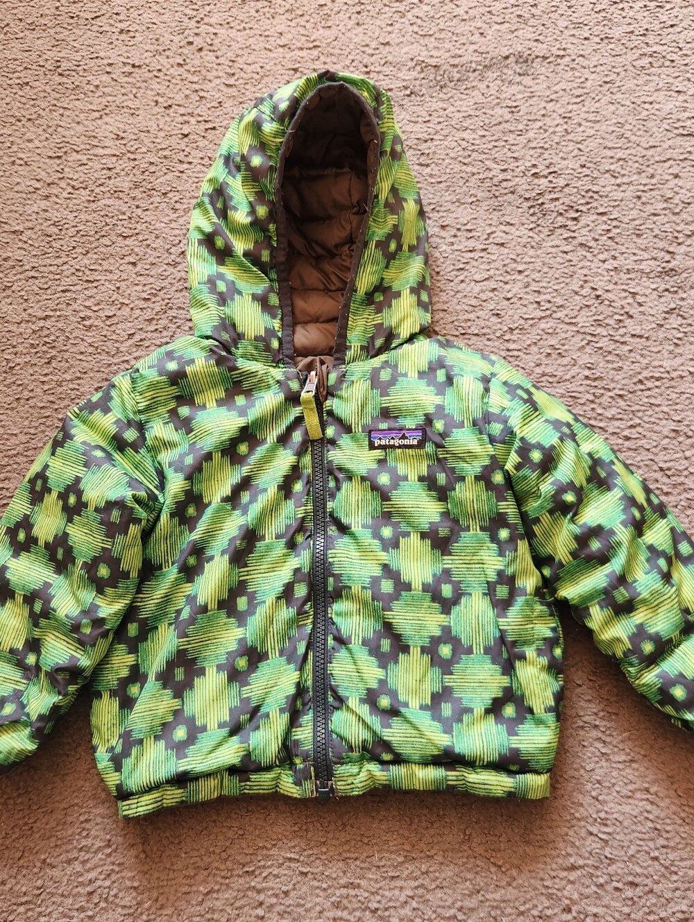 PATAGONIA Toddler Down Puffer Jacket Size 2T Green Quilted Outdoors Kids